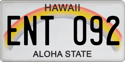 HI license plate ENT092