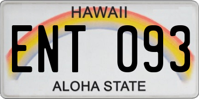 HI license plate ENT093