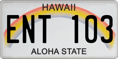 HI license plate ENT103