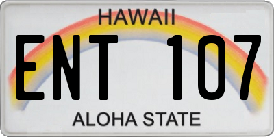 HI license plate ENT107