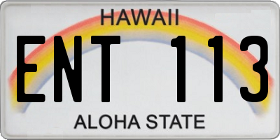 HI license plate ENT113