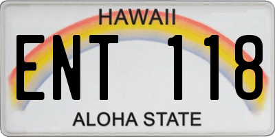 HI license plate ENT118