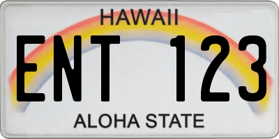 HI license plate ENT123