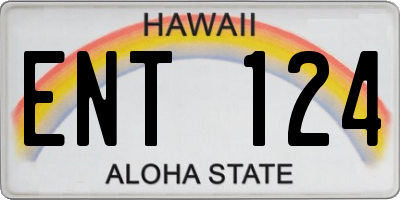 HI license plate ENT124