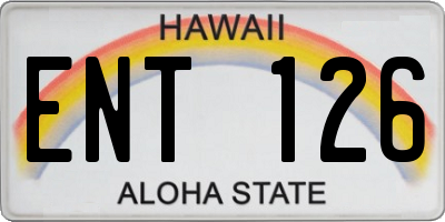 HI license plate ENT126