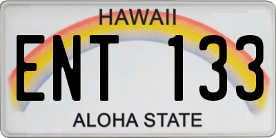 HI license plate ENT133