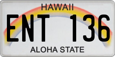 HI license plate ENT136