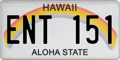 HI license plate ENT151
