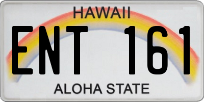 HI license plate ENT161