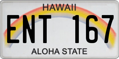 HI license plate ENT167