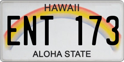 HI license plate ENT173