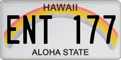 HI license plate ENT177