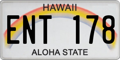HI license plate ENT178