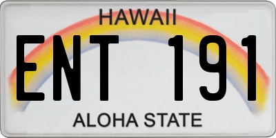 HI license plate ENT191