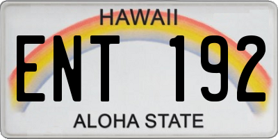 HI license plate ENT192