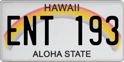 HI license plate ENT193
