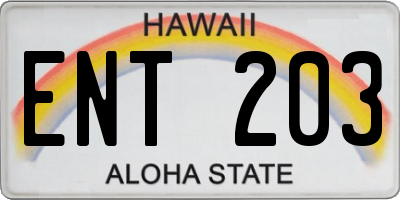 HI license plate ENT203