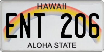 HI license plate ENT206