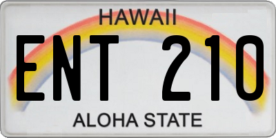 HI license plate ENT210