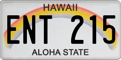HI license plate ENT215