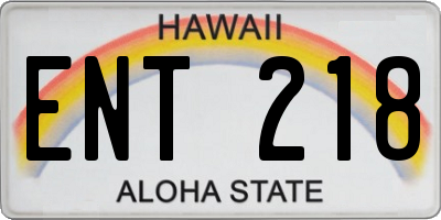 HI license plate ENT218