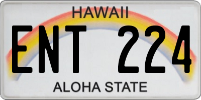 HI license plate ENT224
