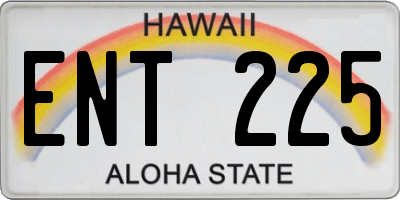HI license plate ENT225