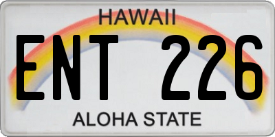 HI license plate ENT226