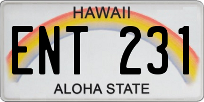 HI license plate ENT231
