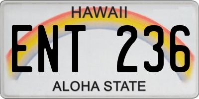 HI license plate ENT236