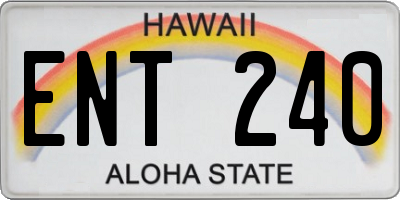 HI license plate ENT240