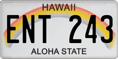 HI license plate ENT243