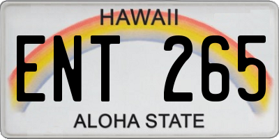 HI license plate ENT265