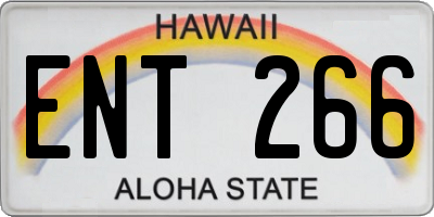 HI license plate ENT266
