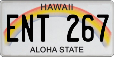 HI license plate ENT267