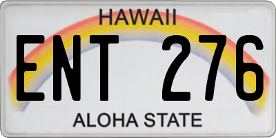 HI license plate ENT276