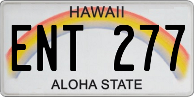 HI license plate ENT277