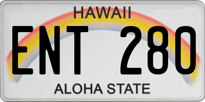 HI license plate ENT280