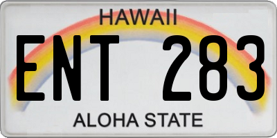 HI license plate ENT283