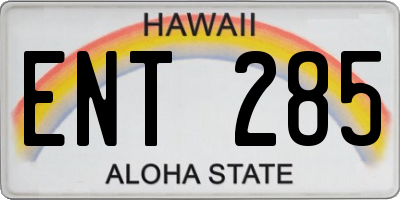 HI license plate ENT285