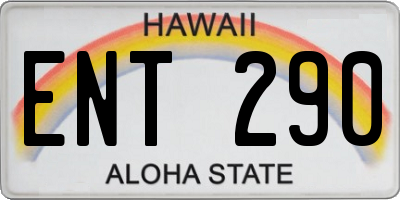 HI license plate ENT290