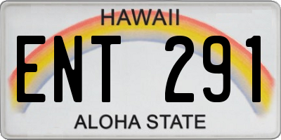 HI license plate ENT291