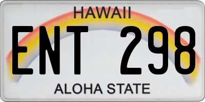 HI license plate ENT298