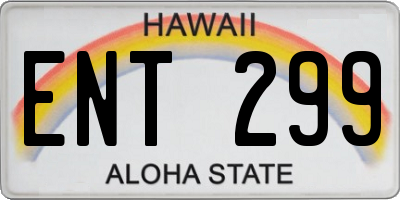 HI license plate ENT299