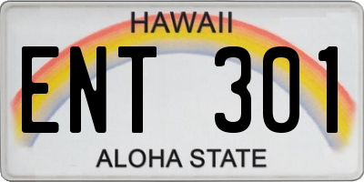 HI license plate ENT301