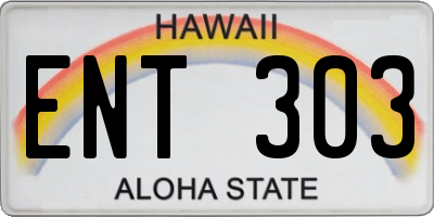 HI license plate ENT303