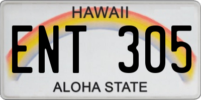 HI license plate ENT305