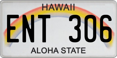HI license plate ENT306