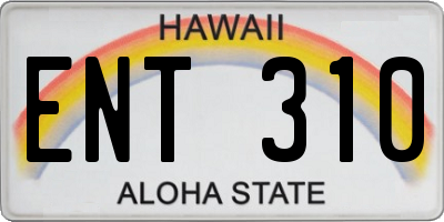 HI license plate ENT310