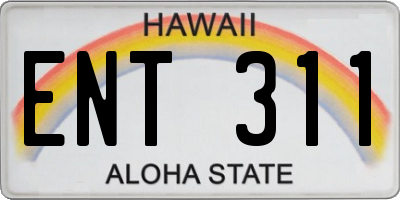 HI license plate ENT311